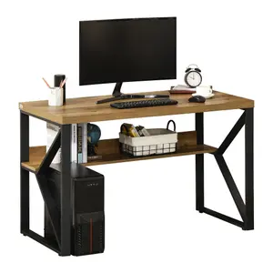 HOMCOM Computer Writing Desk K-Shaped Steel Leg Storage Shelf Home Office