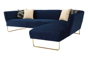 Renee Dark Blue Velvet 5 Seat Corner Sofa