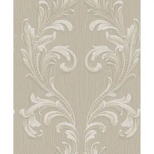 Belgravia Décor Tiffany Scroll Beige Textured Wallpaper