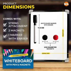 Magnetic Whiteboard A4 with Pen - 29x24cm Small Whiteboard Dry Wipe Board Portable Mini Whiteboard Small White Board for Kids