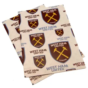 West Ham United FC Crest Gift Wrap Sheets Claret Red/White (One Size)