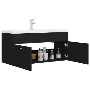 Berkfield Sink Cabinet with Built-in Basin Black Engineered Wood