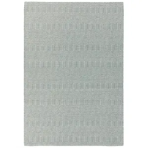 Teal Handmade Modern Wool Easy to Clean Geometric Rug For Dining Room Bedroom And Living Room-200cm X 300cm