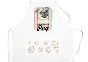 Purely Home Pug Apron - Novelty Kitchen Gift for Dog Lovers