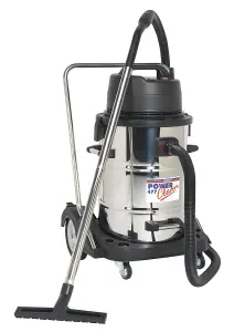 Sealey Vacuum Cleaner Industrial Wet & Dry 77L Stainless Steel Drum with Swivel Emptying 2400W PC477