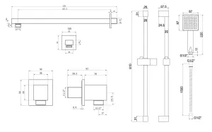 Aquarius Modern Square Shower Bundle with Riser Chrome AQBND0122