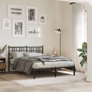 Berkfield Metal Bed Frame without Mattress with Headboard Black 120x200cm