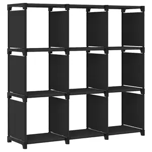 Berkfield 9-Cube Display Shelf Black 103x30x107.5 cm Fabric