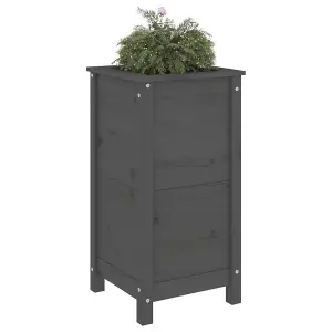 Berkfield Garden Planter Grey 40x40x78 cm Solid Wood Pine