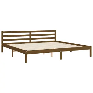 Berkfield Bed Frame with Headboard Honey Brown 200x200 cm Solid Wood