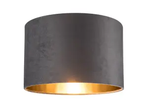 GoodHome Bodmin Charcoal Gold effect Round Lamp shade (D)30cm