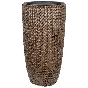 Set of 2 Plant Pots CEDRUS PE Rattan Brown