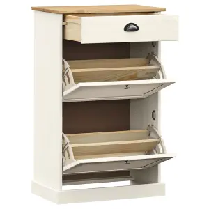 Berkfield Shoe Cabinet VIGO 60x35x96 cm White Solid Wood Pine