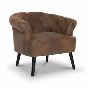 Faux Leather Suede Brown Sara Accent Chair