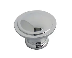 Silver Zinc alloy Chrome effect Round Furniture Knob (Dia)34.3mm