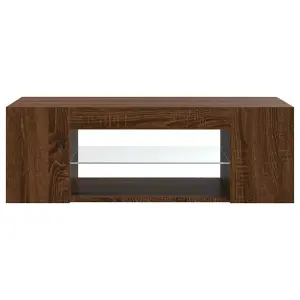 Berkfield TV Cabinet with LED Lights Brown Oak 90x39x30 cm