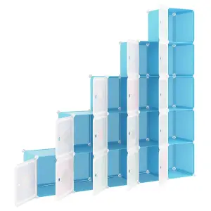 Berkfield Cube Storage Cabinet for Kids with 15 Cubes Blue PP