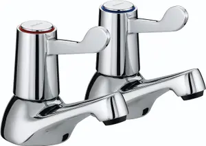 Bristan Lever Basin Taps with Ceramic Disc Valves Metal BackNut - Chrome Plated