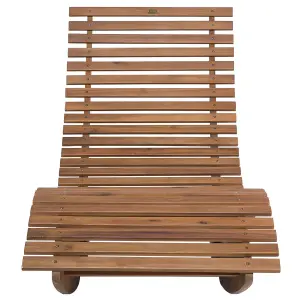 Sun Lounger Wood Light Wood BRESCIA