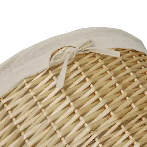 JVL Hand Woven Acacia Set of 2 Round Laundry Willow Baskets with 2 Waste Paper Baskets, Honey Finish