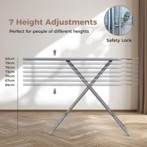 COSTWAY Full Size Ironing Board with Iron Rest Foldable 4-Layer Iron Table