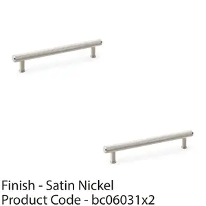 2 PACK - Knurled T Bar Pull Handle - Satin Nickel - 160mm Centres Premium Drawer Door