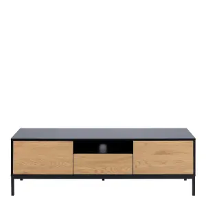 Seaford TV Unit 2 Doors 1 Drawer in Black & Oak