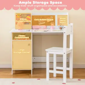 Costway Kids Desk and Chair Set Wooden Children Study Table &Chair Writing Table Set