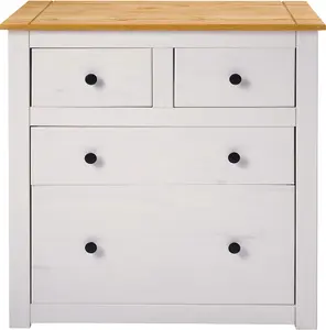 Panama 2 over 2 Drawer Chest in White and Natural Wax Finish