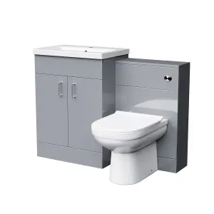 Nes Home 1100mm Grey Vanity Basin Unit & WC Unit and Back to Wall Toilet Pan