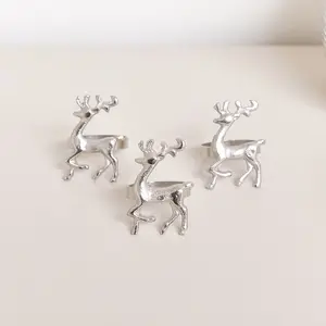 Melody Maison Set of 3 Silver Reindeer Napkin Rings