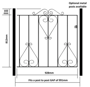 CLEVE Metal Scroll Low Flat Garden Gate 991mm GAP x 914mm High CSZP4