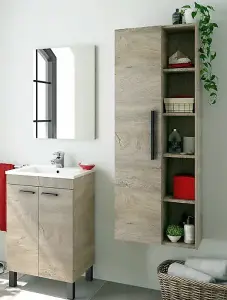 Neves Oak Effect Bathroom Vanity Storage Wall Mounted Cupboard