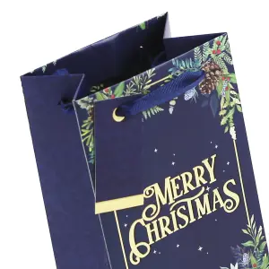 Eurowrap Merry Christmas Embossed Foliage Perfume Bag (Pack of 12) Dark Blue (One Size)