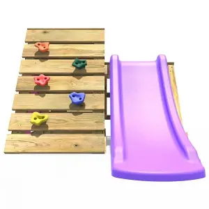 Rebo Mini Wooden Climbing Pyramid Adventure Playset and Slide - Pink