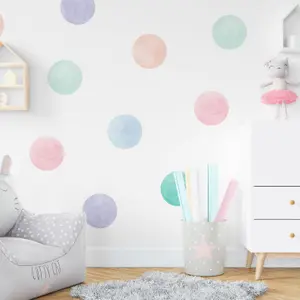 Large Pastel Watercolour Confetti Wall Sticker Dots