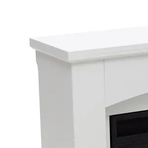 34inch Electric Fireplace with White Wooden Mantel 12-colour Flame Display