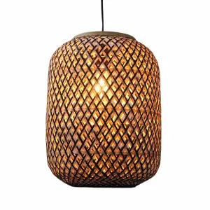 First Choice Lighting Set of 2 Tonia Mixed Bamboo Weaved Pendant Lightshades