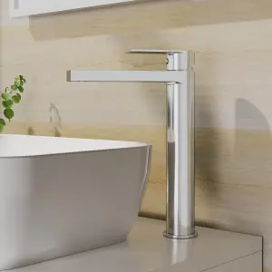 Contemporary Tall Mono Basin Mixer Tap  - Chrome