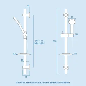 Nes Home Deck Mounted Bath Filler Shower Mixer Slider Rail and Handset Kit