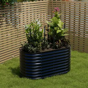 Anthracite Oval Garden Two-grid Metal Raised Bed Galvanized Raised Planter Box Outdoor Raised Garden Bed Kit