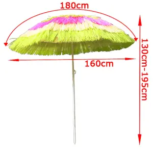 SunDaze 1.6M Multi-Colour Hawaiian Parasol Outdoor Beach Patio Umbrella UV Protection