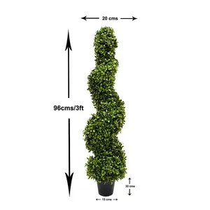 GreenBrokers 2 x Artificial Premium Spiral Boxwood Trees 90cm/3ft