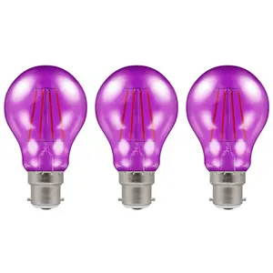 Crompton Lamps LED GLS 4.5W B22 Harlequin IP65 Purple Translucent (3 Pack)