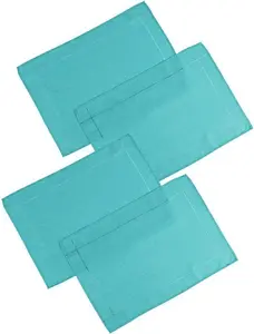 Set Of 4 Teal Polyester Placemats Dining Table Mats Wedding Hotel Linen Dinner Party