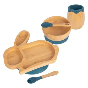 5pc Bamboo Rabbit Baby Weaning Set - Navy Blue