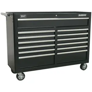 Heavy-Duty 13 Drawer Black Tool Chest with Locking Mechanism - 1290 x 465 x 1005mm