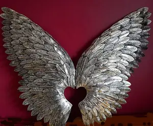 Angel Wings Hinged Metal Wall Art Screen For Your Home Or Garden 90cm Tall