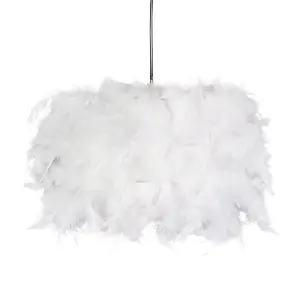 Modern Designer Real White Feather Drum Lamp Shade with Inner Cotton Lining