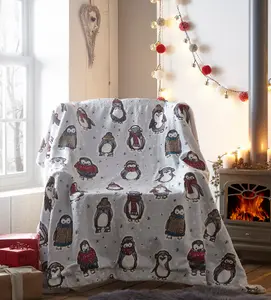 Snowy Penguins Fleece Throw 130 x 170cm